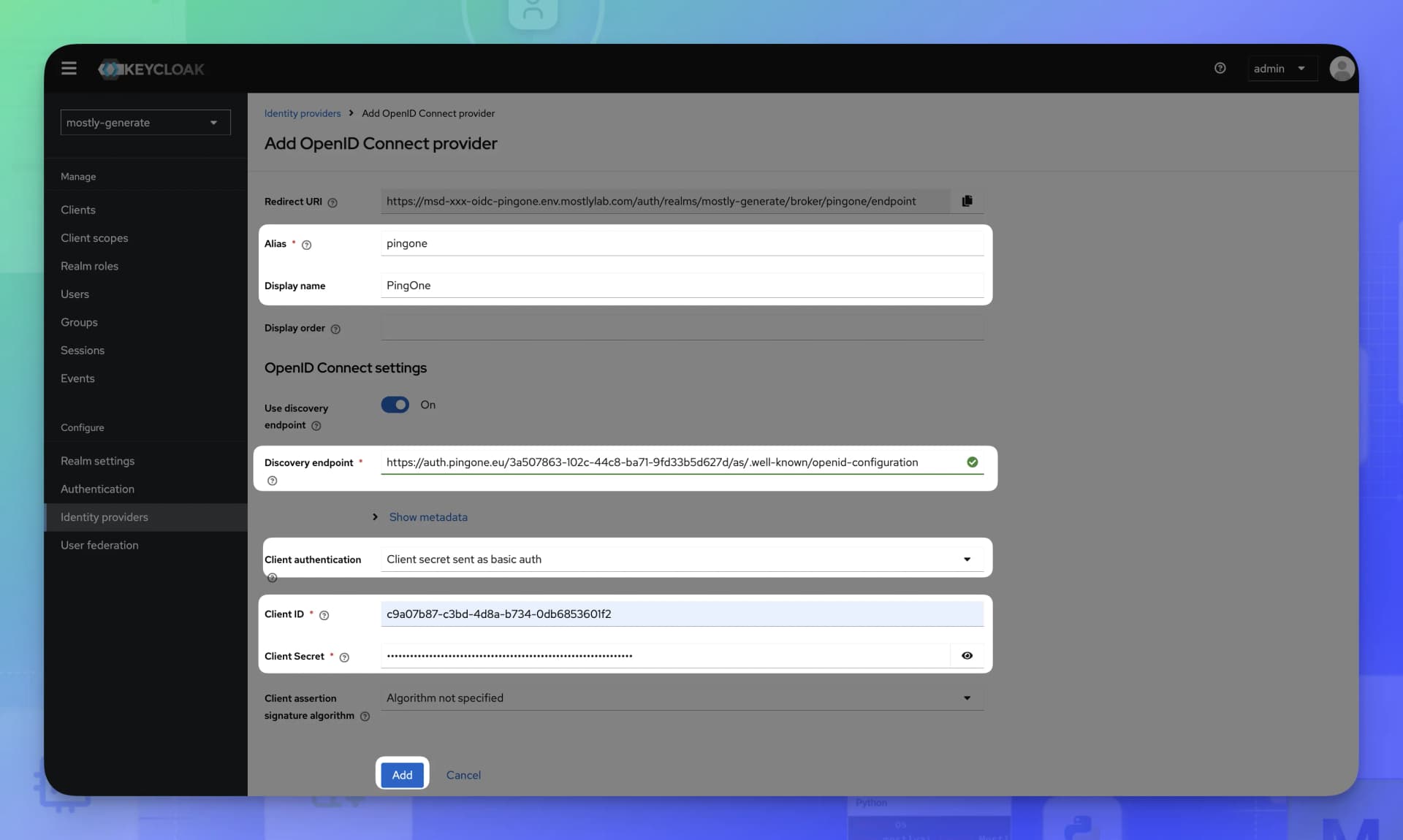 Configure PingOne as IdP - Configure PingOne