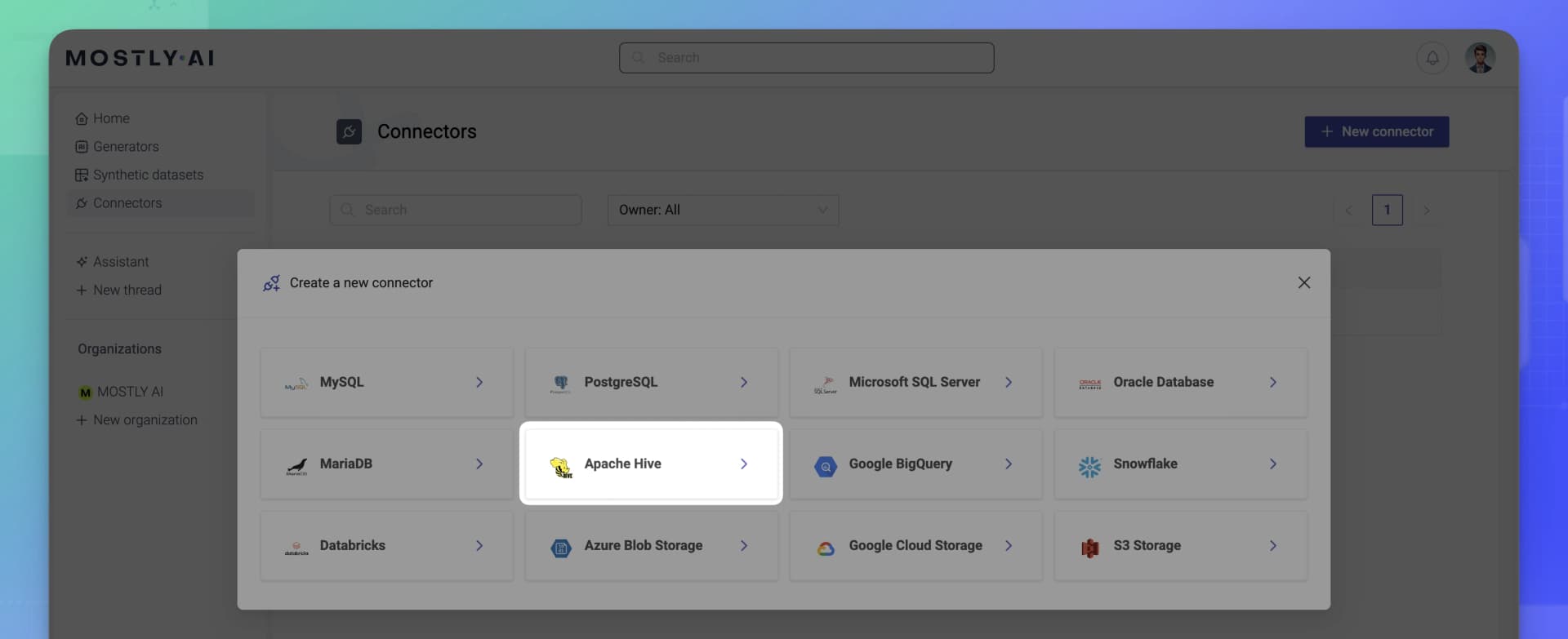 Select Apache Hive connector