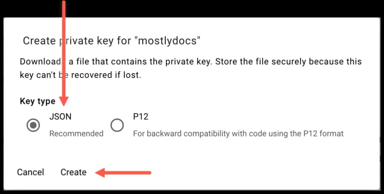 Google Cloud BigQuery - Select JSON and click Create