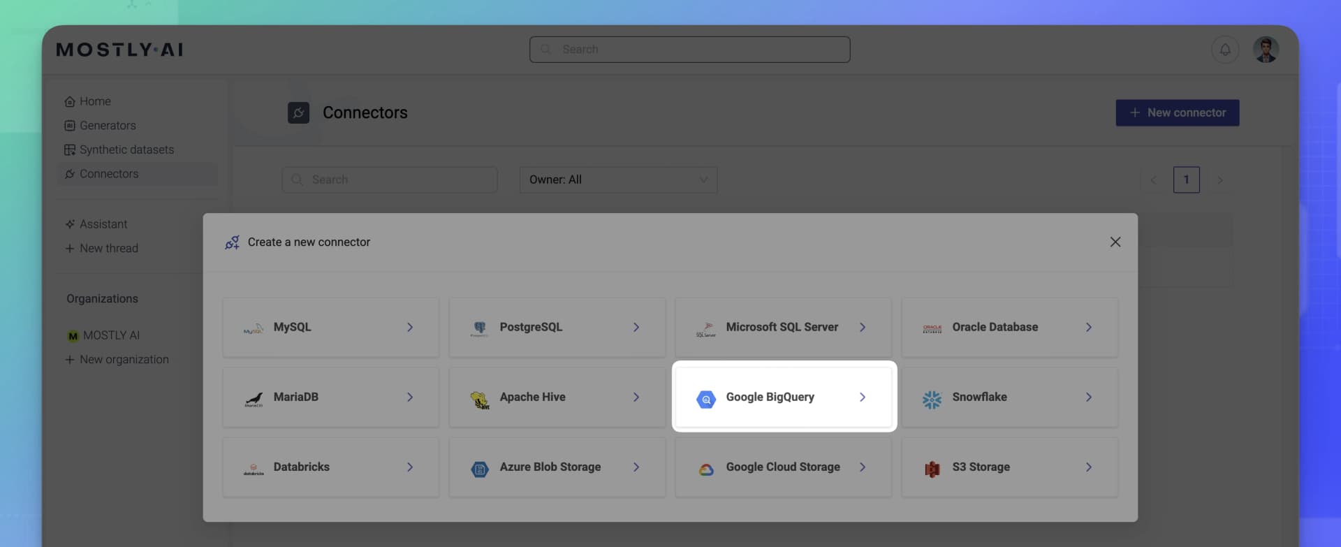 Select BigQuery connector