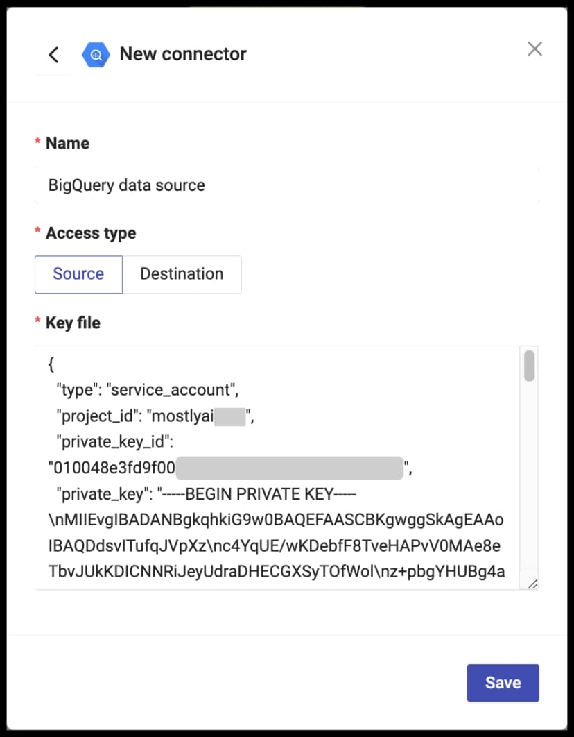 Configure BigQuery connector