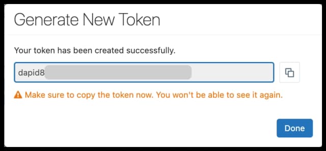 Databricks account - Copy token