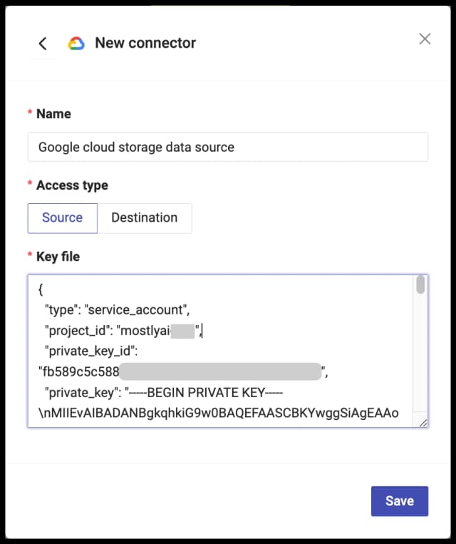 Configure Google Cloud Storage bucket connector