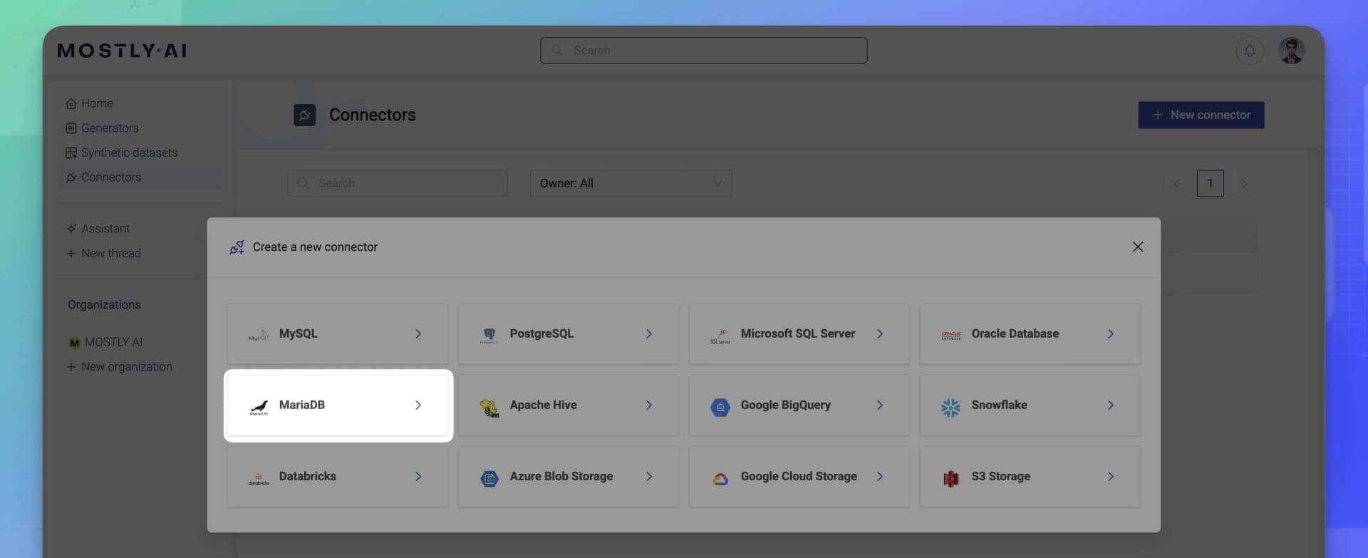 Select MariaDB connector