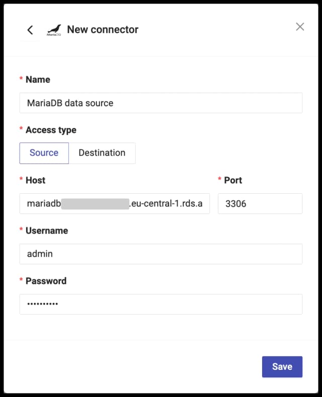 Configure MariaDB connector