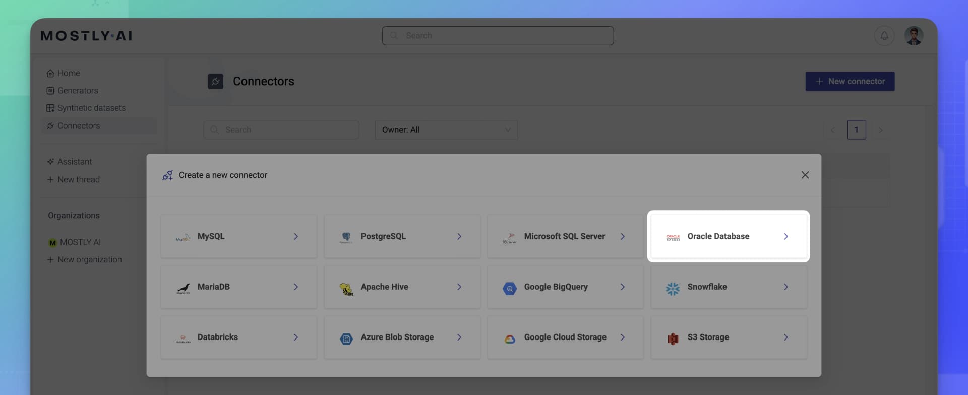 Select Oracle connector