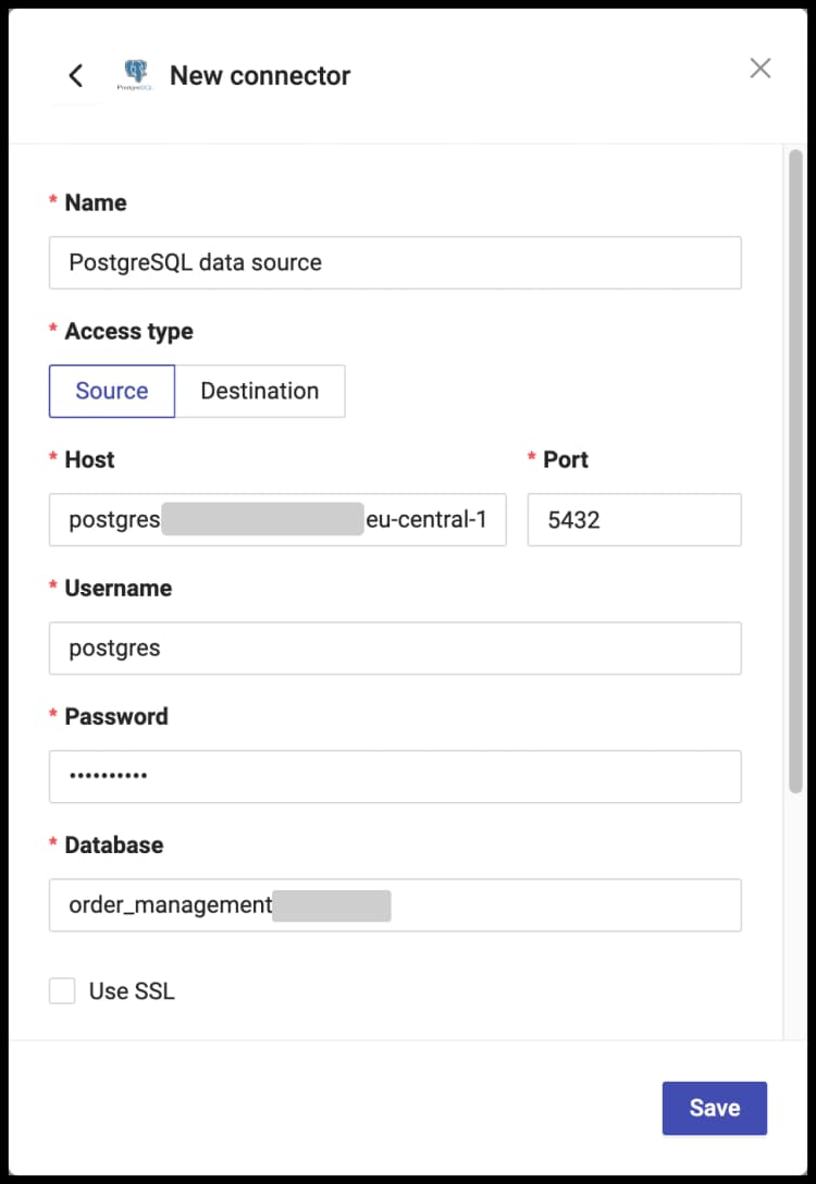 Configure PostgreSQL connector