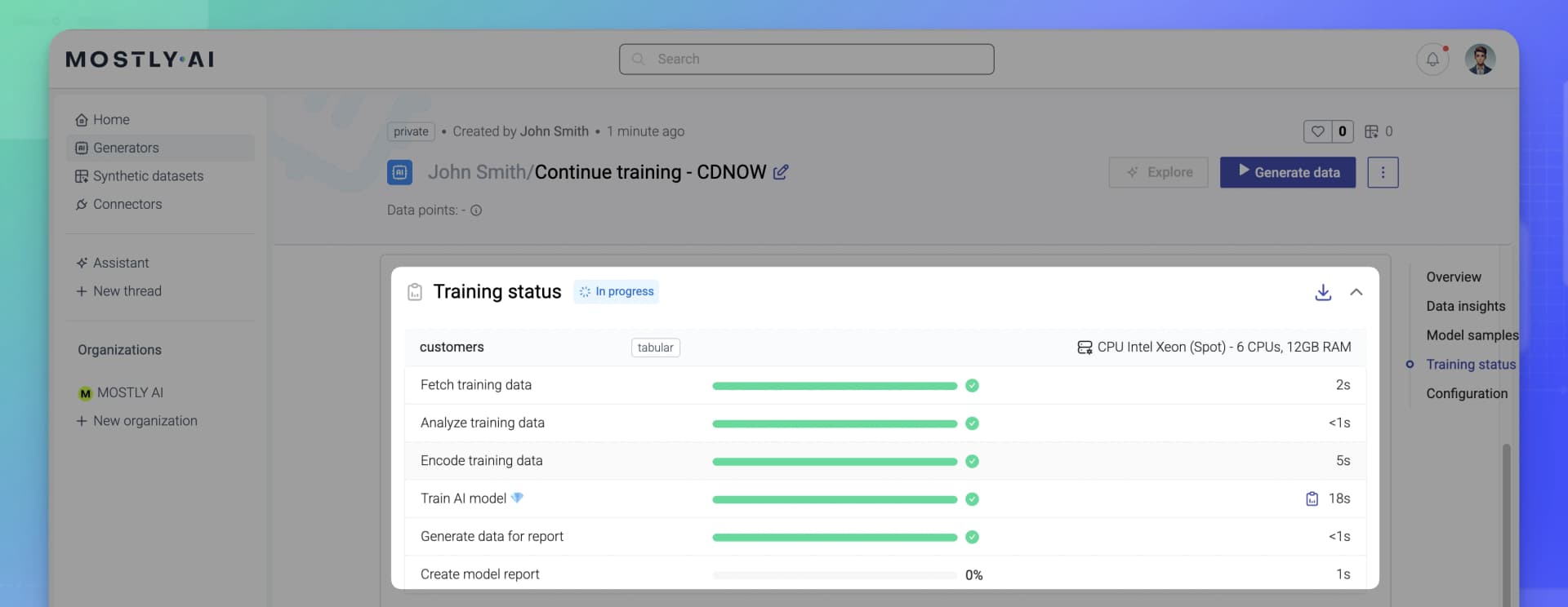 MOSTLY AI - Continue training - 05 - Result