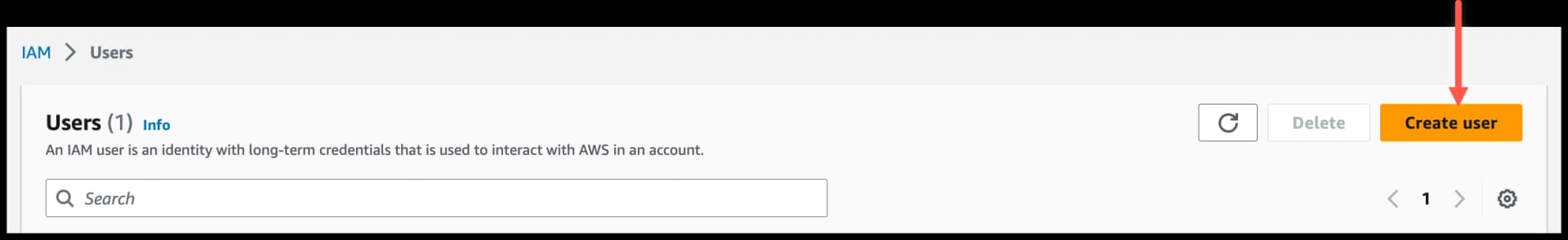 AWS IAM - Click Create user