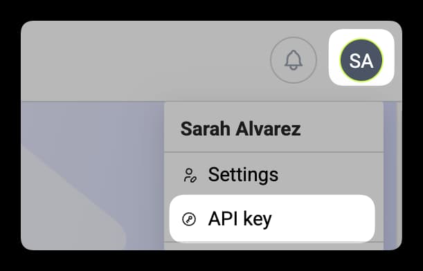 MOSTLY AI - Synthetic Data SDK - From the Profile menu select API key